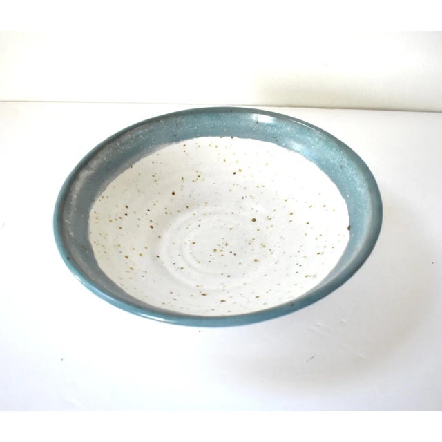 Contemporary Early 21st Century Art Pottery Blue & White Speckled Bowl For Sale - Image 3 of 8
