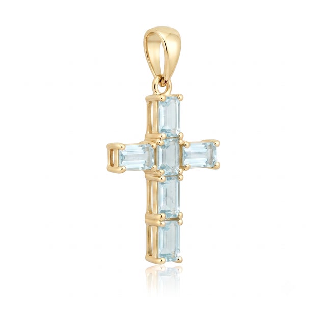 Add a touch of timeless devotion and soothing color to your jewelry collection with this stunning cross pendant. Expertly...