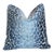 Designer Blue Animal Spot Velvet Feather/Down Pillow 21” Square For Sale