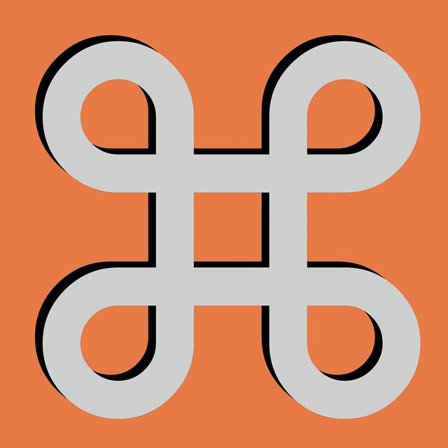 Geometric Motif Art Prints 4pc Monogram Orange & Pink Colour by Angela Cameron For Sale In Portland, OR - Image 6 of 6