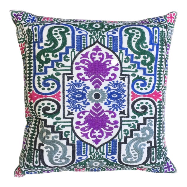 Swati Embroidered Pillow 20" X 20" For Sale