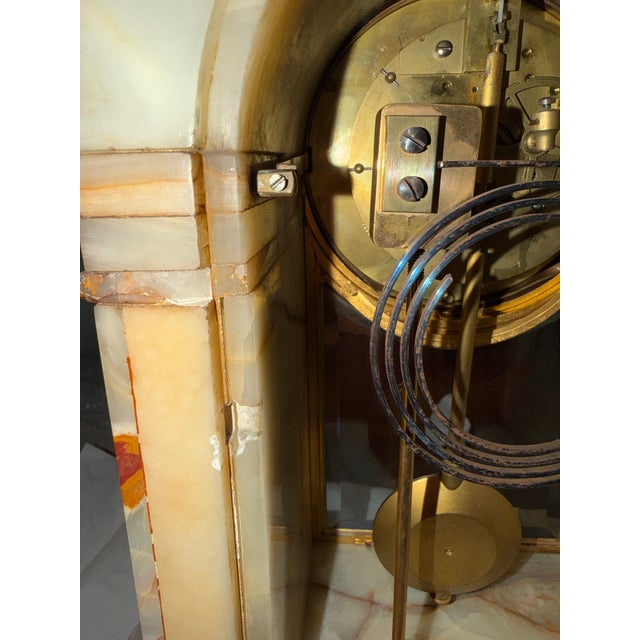 Enormous 15 Day French Crystal Regulator Clock With Portico Style Stone Case For Sale In Los Angeles - Image 6 of 10