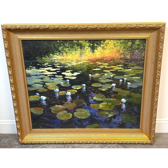 Barbara Applegate (American, b. 1954) Impressionist Water Lilies For Sale - Image 9 of 15