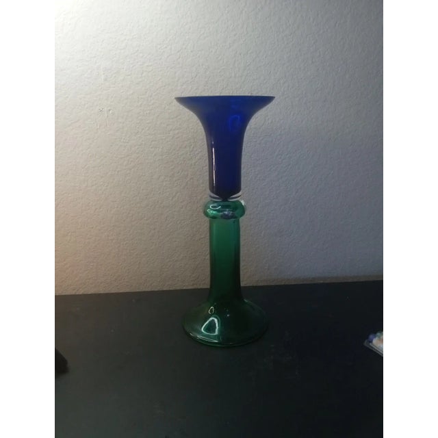 1980s Rogaska Green/Blue Art Glass Reversible Vase, Made in Yoguslavia For Sale - Image 4 of 8