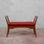Small Wooden Bench Upholstered in Red Art Deco Velvet, 1940s For Sale - Image 3 of 18