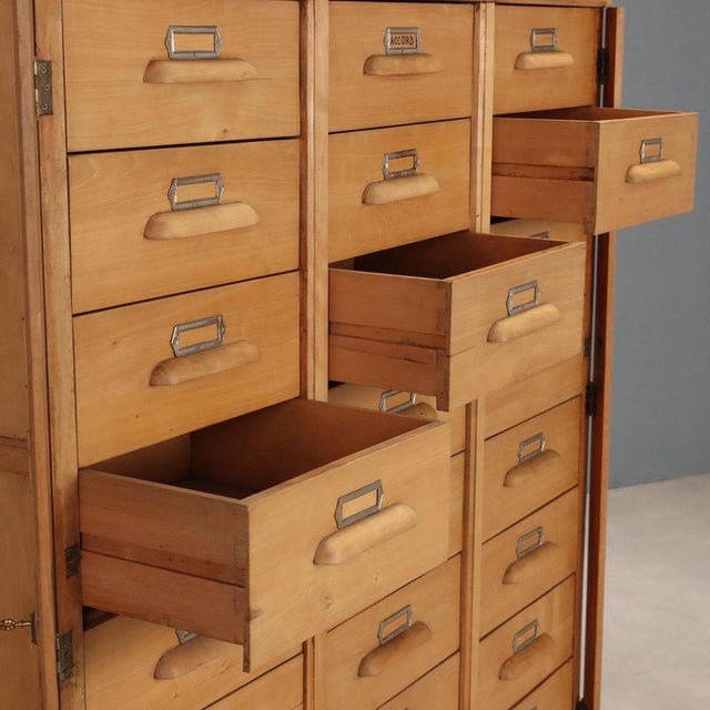 Vintage Wooden Filing Cabinet, 1950s For Sale - Image 3 of 10