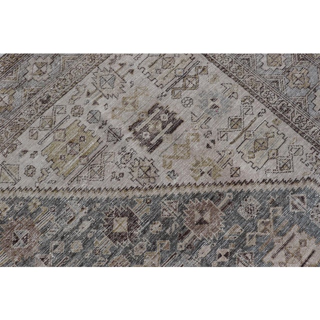 Antique Persian Malayer Gallery Rug With Soft Blue Field Tribal Design 7'5"x18'0" For Sale - Image 16 of 16