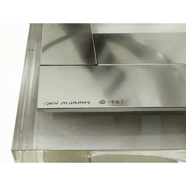 Dan Murphey Dan Murphy 1985 Abstract Ribbon Sculpture on a Lucite Base For Sale - Image 4 of 4