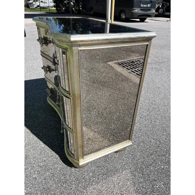 Serpentine Front Mirrored Chest of Drawers For Sale - Image 9 of 12