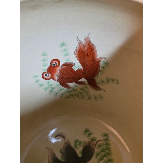 Ceramic Vintage 1970s Koi Fish Planter With Stand For Sale - Image 7 of 10