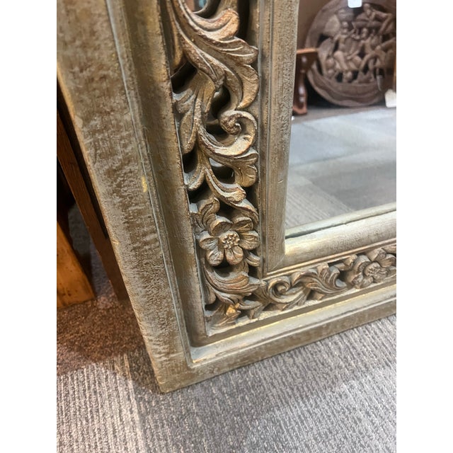 Carved Floral Motif Gold Washed Mirror For Sale - Image 6 of 8