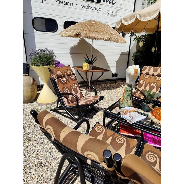 Brown Vintage Bamboo Garden Lounge Set, 1970s, Set of 5 For Sale - Image 8 of 8