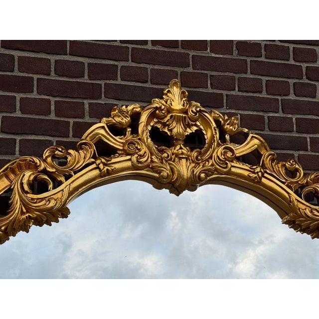 1950 Italian Rococo Gold Beech Wood Mirror - 1 Pc For Sale - Image 11 of 15