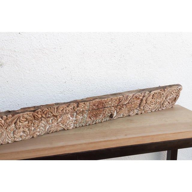 Whitewashed Floral Scrolled Indian Carving For Sale In Los Angeles - Image 6 of 7