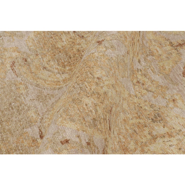 Textile Rug & Kilim’s Distressed European Rug in Beige-Brown & Gold Florals For Sale - Image 7 of 8