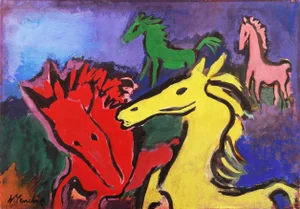 'Ponies Dancing' by Clement Wilenchick, California Post-Impressionist, Circa 1955