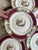 Art Deco 1940s Myott Chelsea Bird Dinner Plates 9 7/8” Burgundy Transferware England - Set of Eight (8) For Sale - Image 3 of 12