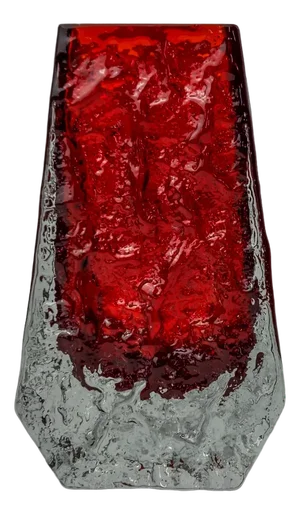 Sommerso Red Ice Cube Effect Vase from Seguso, Murano, Italy, 1970