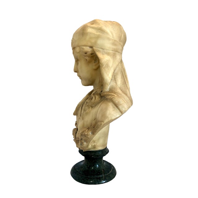 19th-Century Italian Alabaster Bust, Likely of the “Song of Solomon’s” Shulamite For Sale In San Francisco - Image 6 of 12