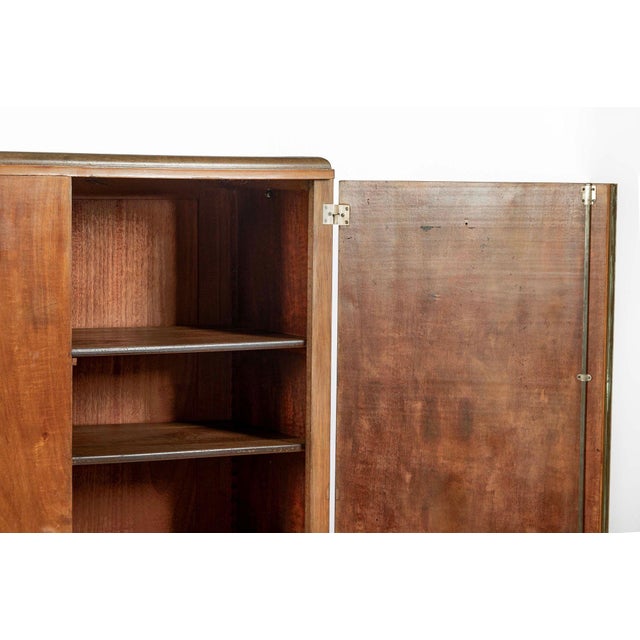 Wood Antique French Art Deco Mahogany Wardrobe Armoire Cabinet, 1940s For Sale - Image 7 of 17