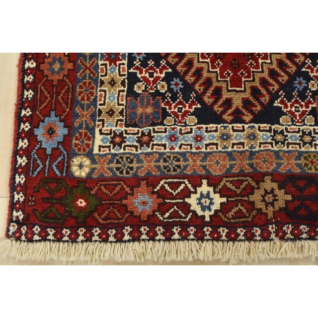 Yalameh Rug 3'4'' X 4'10'' Multicolor Wool Vintage Tribal Hand-Knotted Carpet For Sale - Image 10 of 12