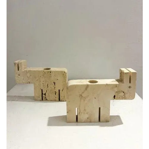 Mid-Century Travertine Figures attributed to Fratelli Mannelli, 1970s, Set of 2 For Sale - Image 3 of 6