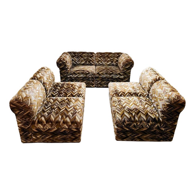 Vintage Modular Sofa with Geometric Pattern, 1970s, Set of 6 For Sale