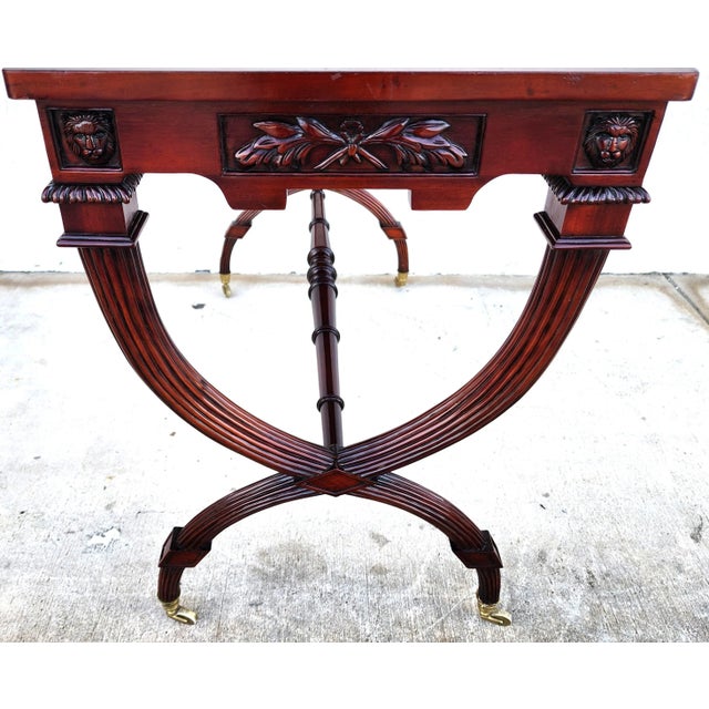 Brown English Console Table Charles X Style Rolling For Sale - Image 8 of 12
