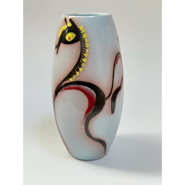 Mid 20th Century Hand Painted Ceramic Vase With Stylized Horses For Sale - Image 4 of 9