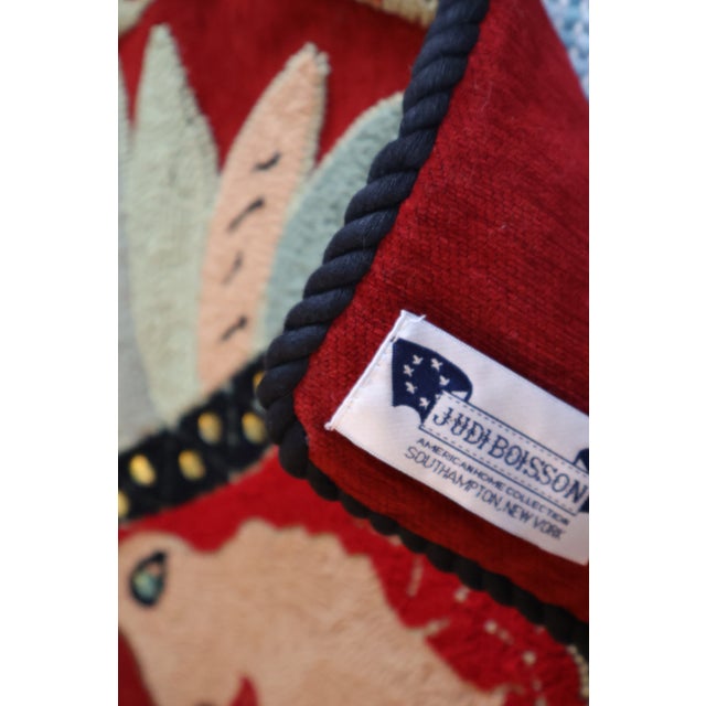 Vintage Judi Boisson 2004 Hand-Hooked Figural Pillow Covers in Cranberry Red - Pair, Unused For Sale - Image 11 of 18