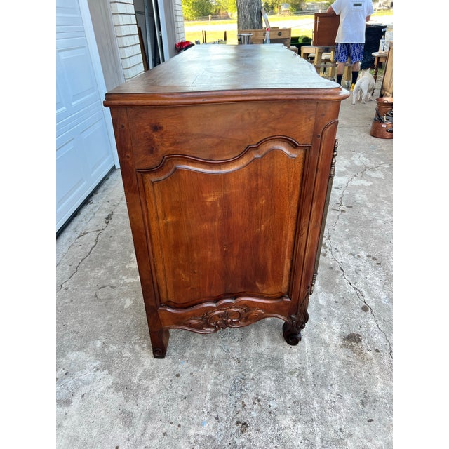 French 19th Century Louis XV Provincial Solid Walnut Two Door Buffet For Sale - Image 6 of 12