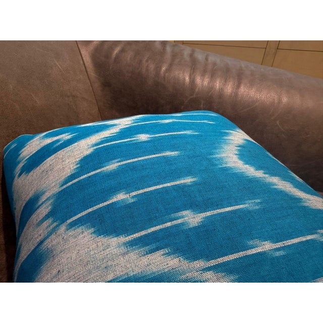 Sky Blue 1990s Handmade Silk Ikat Square Pillow Cover For Sale - Image 8 of 11