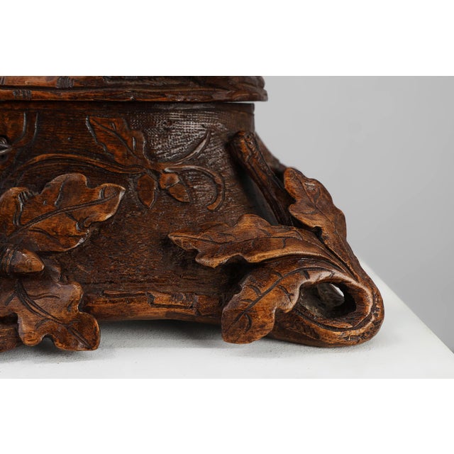 Antique Swiss Black Forest Hand-Carved Jewelry Box in Oak, 1800s For Sale - Image 5 of 16