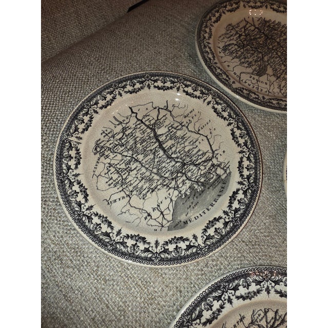 Sarreguemines French Faience Map Plates For Sale - Image 12 of 13