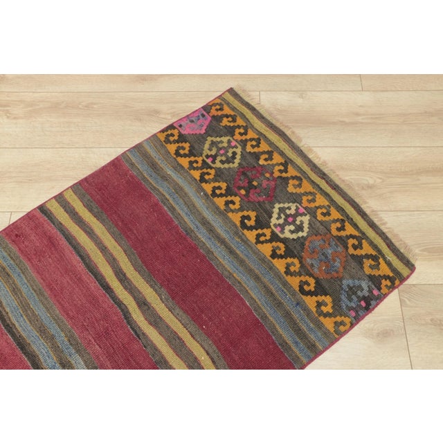 1950s Traditional Red Striped Kilim Rug For Sale - Image 9 of 13