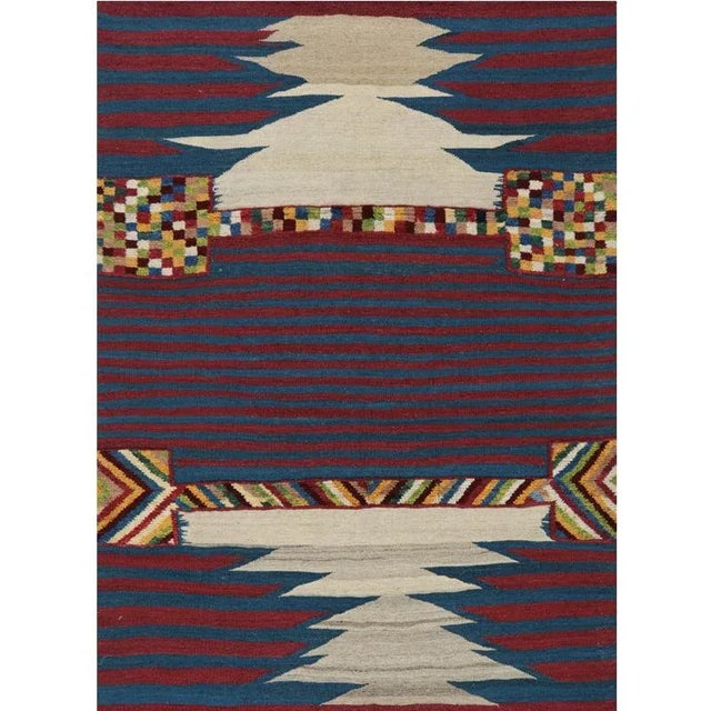 Textile Handwoven Scandinavian Style Persian Kilim Area Rug 4′7" × 6′4″ For Sale - Image 7 of 7