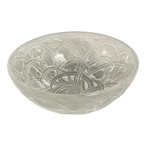 1930s Lalique Pinsons Clear and Frosted Crystal Bowl
