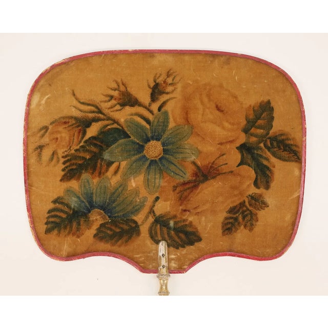Pair of Antique Theorem Painted Velvet Hand Fans With Gilt Handles For Sale - Image 9 of 10