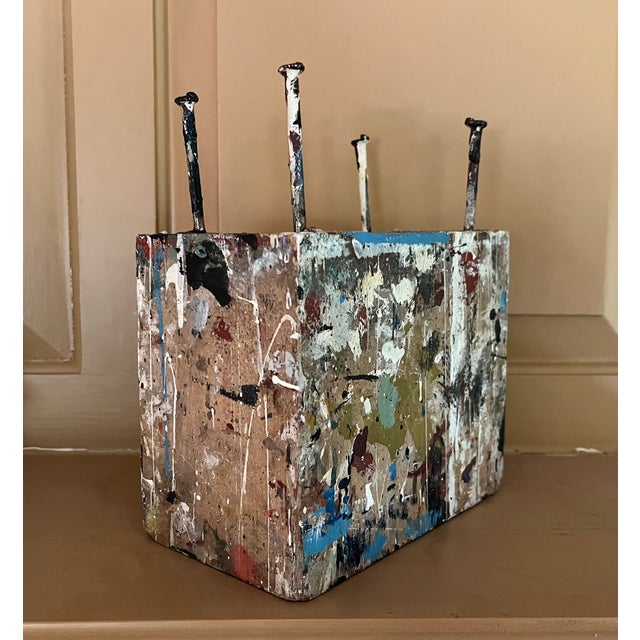 George S. Rennie III (American 1940 - 2022) Mid-Century Modern Mixed Media Construction Abstract Drip Painting Table Sculpture Circa 1965 For Sale In New York - Image 6 of 17