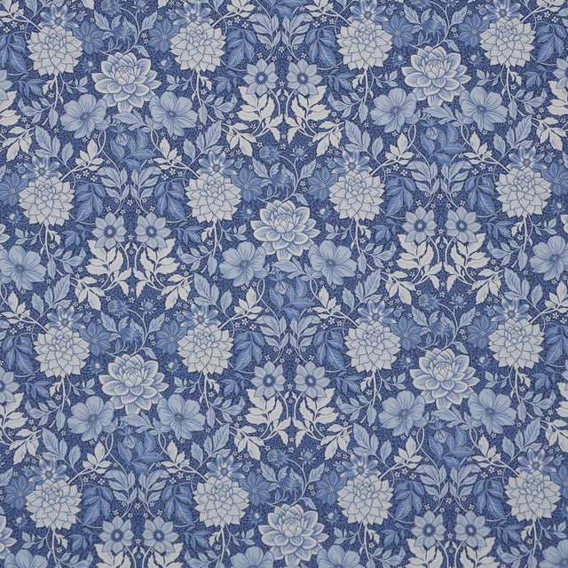 Early 21st Century Boråstapeter Dahlia Garden Fabric In Blue And White For Sale - Image 5 of 5