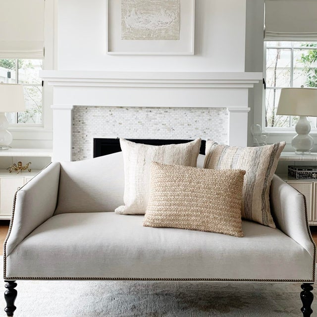 Custom English Style Upholstered Settee - Like New For Sale - Image 4 of 4