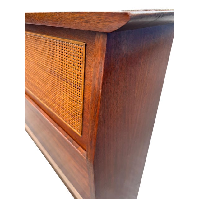Wood Mid-Century Mainline by Hooker Walnut & Cane Bookcase Headboard, 1957 For Sale - Image 7 of 15