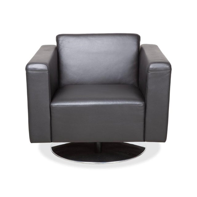 Black Chrome and Leather Serge Armchair with Swivel Function from Brühl For Sale - Image 13 of 14