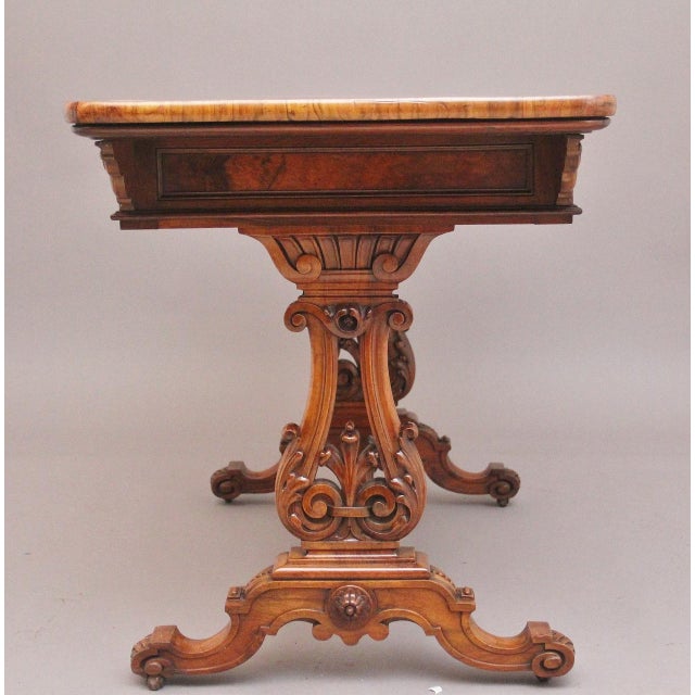 19th Century Burr Walnut Library Table, 1860 For Sale - Image 11 of 12