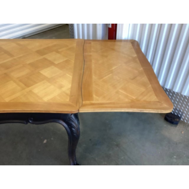 1920s French Refectory Table W/Black Base & Sanded Top For Sale - Image 5 of 10