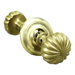 Vintage Cast Brass Round Fluted Entry Door Knob Set