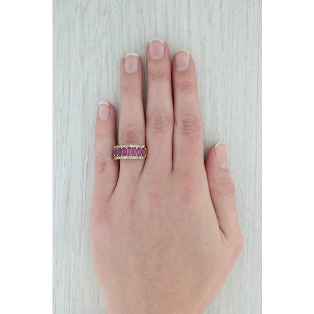 Gold 4.40ctw Garnet Champagne Diamond Ring 14k Yellow Gold Size 9.25 Stackable For Sale - Image 8 of 8