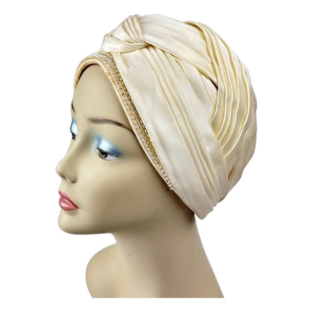 Vintage Christian Dior Chapeaux Silk Turban With Rhinestone Accents For Sale