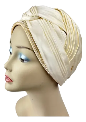 Vintage Christian Dior Chapeaux Silk Turban With Rhinestone Accents