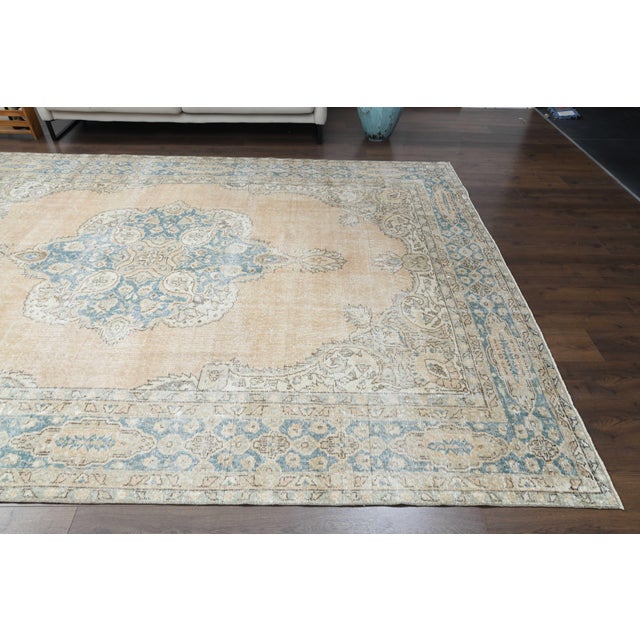 1970s Vintage Persian Handmade Wool Cotton Orange Area Rug For Sale - Image 4 of 11